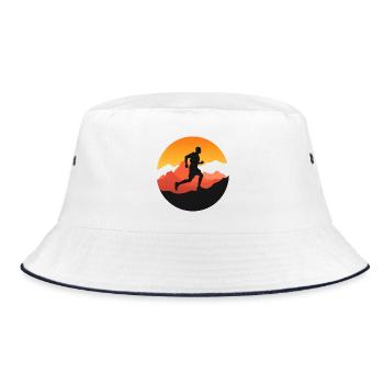 Running – Symbol of freedom - trail logo - Bucket Hat - white/navy - Front