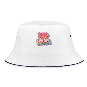  Six Seven 67 - Funny Gen Alpha Memes - Bucket Hat - white/navy - Front