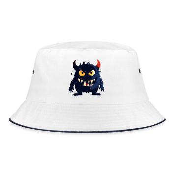 little naughty monster with horns sharp teeth - Bucket Hat - white/navy - Front