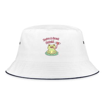 Cute Frog Catches Heart You Are A Great Catch - Bucket Hat - white/navy - Front