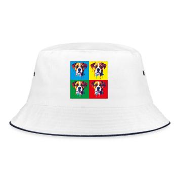 Pop Art Dog Four-Color - Bucket Hat - white/navy - Front