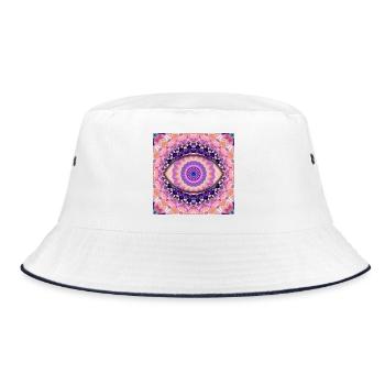 Kaleidoscopic eye mandala - Bucket Hat - white/navy - Front