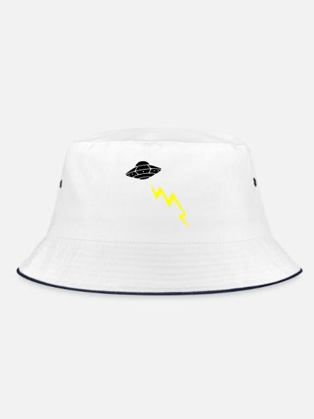 UFO Invasion Lightning Attack Alien Vector - Bucket Hat - white/navy - Front