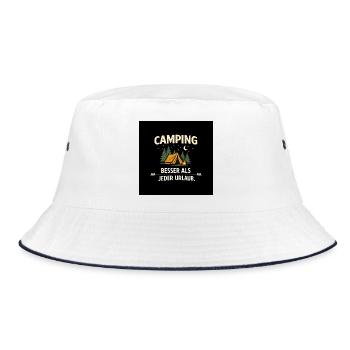 Camping better than any holiday - Bucket Hat - white/navy - Front