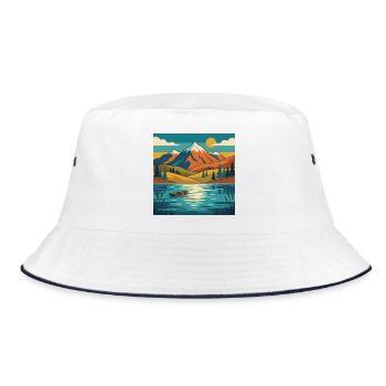 Bergsee-Dämmerung - Bucket Hat - Weiß/Navy - Vorne