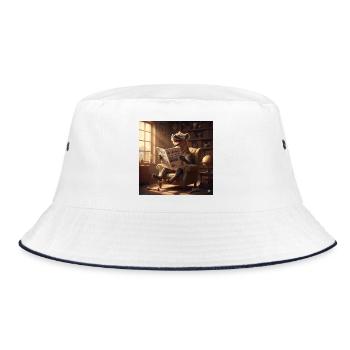 Literarische Hyäne im Salon - Bucket Hat - Weiß/Navy - Vorne