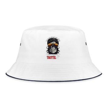 Ich schau nicht Böse - Ich grins nur nicht ... - Bucket Hat - Weiß/Navy - Vorne