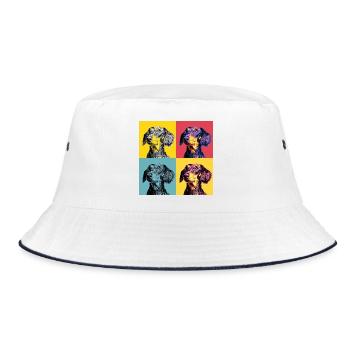 Pop Art Dachshund Quad - Bucket Hat - white/navy - Front