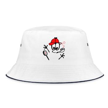 Detective with Whistle - Bucket Hat - white/navy - Front