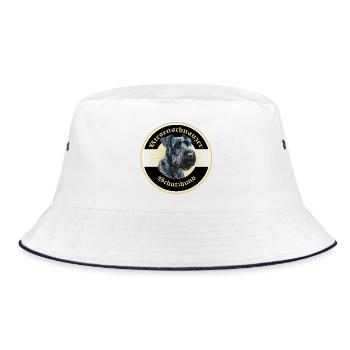 Riesenschnauzer Schutzhund Emblem Gold - Bucket Hat - Weiß/Navy - Vorne