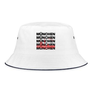 MÜNCHEN SKYLINE, MÜNCHENLIEBE ISARLOVE - Bucket Hat - Weiß/Navy - Vorne