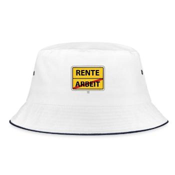 Rente Arbeit Ortsschild - Bucket Hat - Weiß/Navy - Vorne