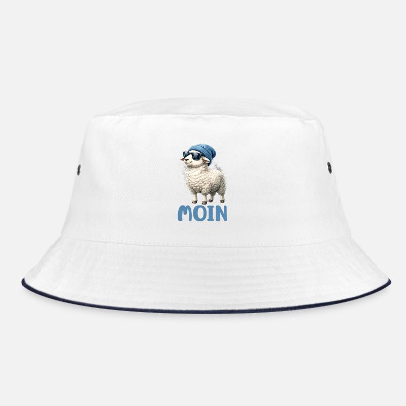 Moin sheep with sunglasses - Bucket Hat - white/navy