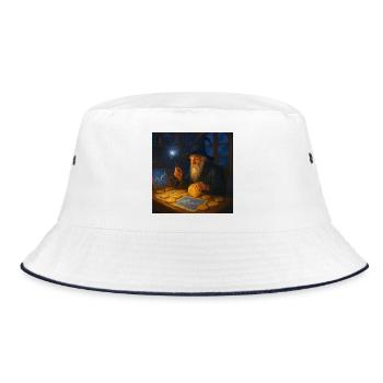 Crypto Wizard of Market Charts Wandalu Vuhs - Bucket Hat - white/navy - Front