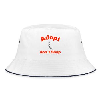 ADOPT, DON'T BUY, PAW WAY! STATEMENT - Bucket Hat - white/navy - Front
