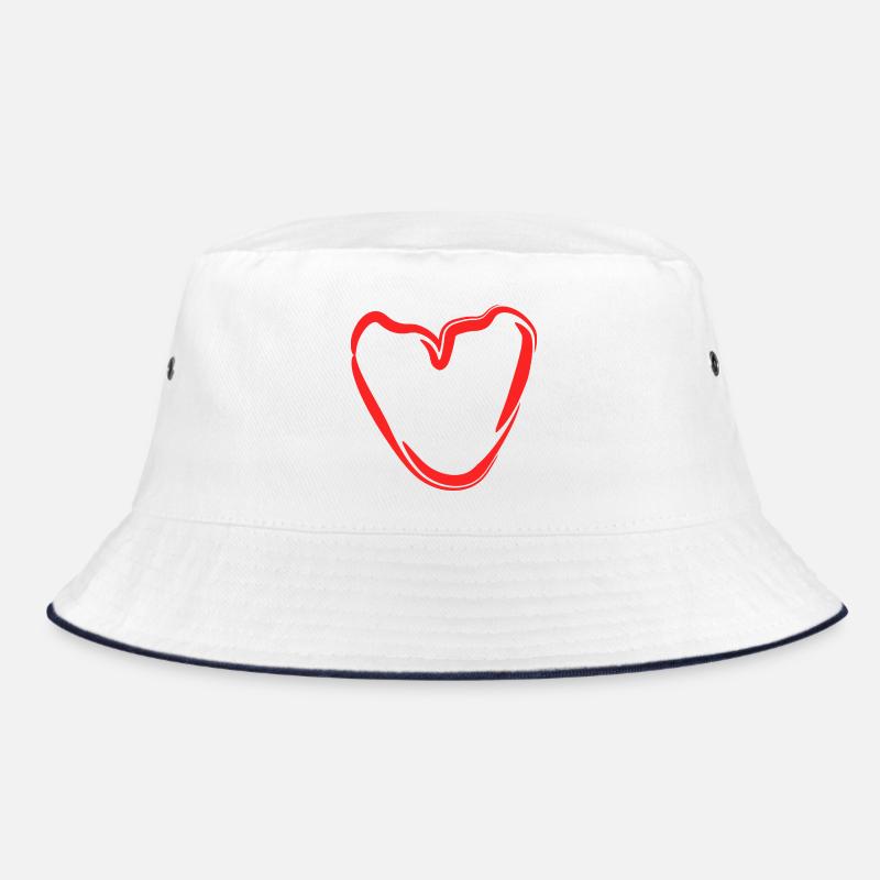 Red Hand Heart Sketch Bucket Hat