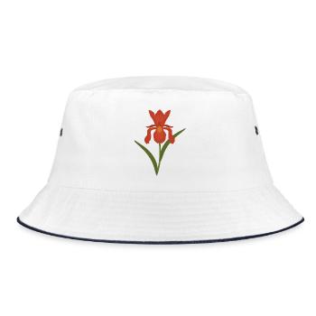 Iris Botanical Illustration - Bucket Hat - white/navy - Front