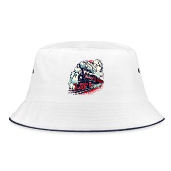 Dampflok - Bucket Hat - Weiß/Navy - Vorne