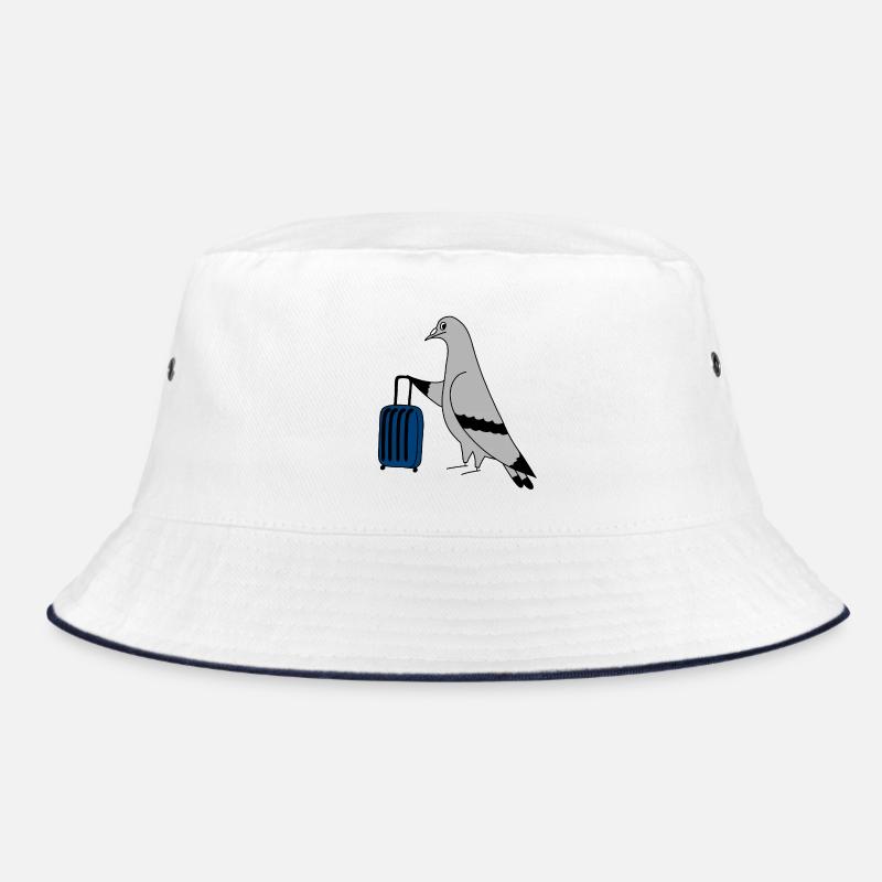 Pigeon with Suitcase – Minimal urban Illustration Bucket Hat