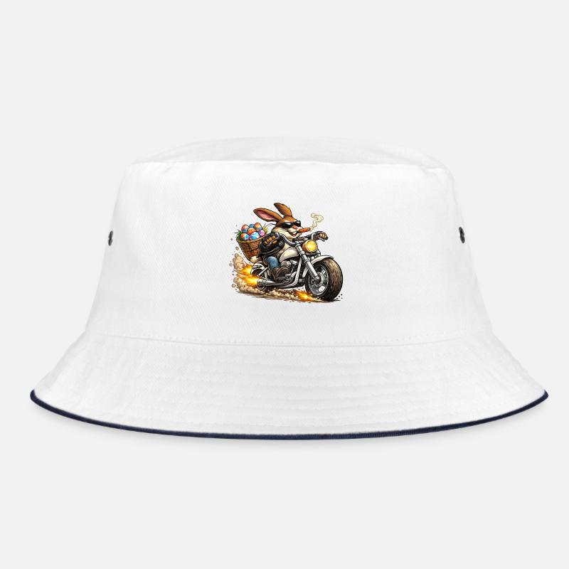 Easter bunny on motorcycle Bucket Hat