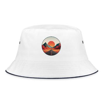 Vintage Travel Logo - Adventurers - Retro Landscape - Bucket Hat - white/navy - Front