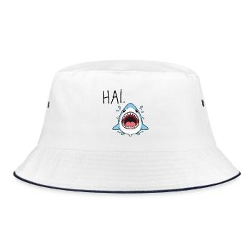 Hai. – Witzige Ansage lustige Hai Illustration Hi - Bucket Hat - Weiß/Navy - Vorne