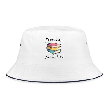 Leidenschaft fürs Lesen, kultivierte Menschen, das Lesen von Romanen - Bucket Hat - Weiß/Navy - Vorne