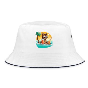 Llama on the beach in the sunlight - Bucket Hat - white/navy - Front