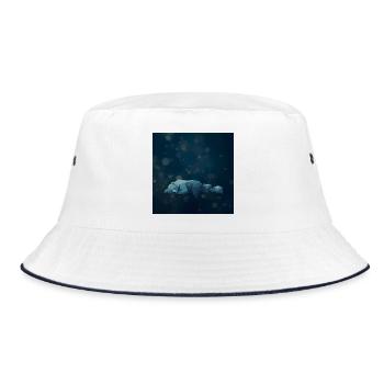 Blue Night Geometric Polar Bears - Bucket Hat - white/navy - Front