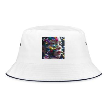Traumhaftes Korallenporträt - Bucket Hat - Weiß/Navy - Vorne