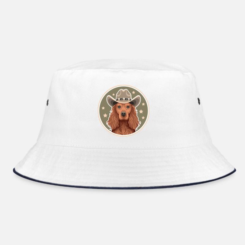 Cocker Spaniel Cowboy - Bucket Hat - Weiß/Navy