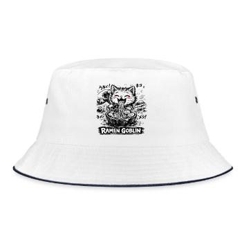 Katzen Ramen Nudel Japaner Anime Manga Kawaii - Bucket Hat - Weiß/Navy - Vorne