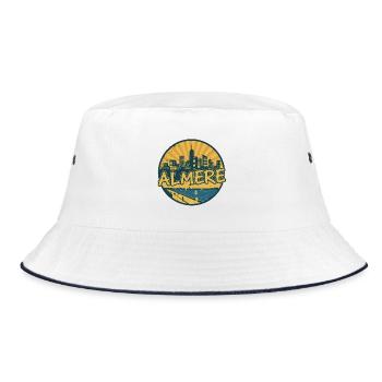 Almere City Skyline Vintage Retro-Abzeichen - Bucket Hat - Weiß/Navy - Vorne