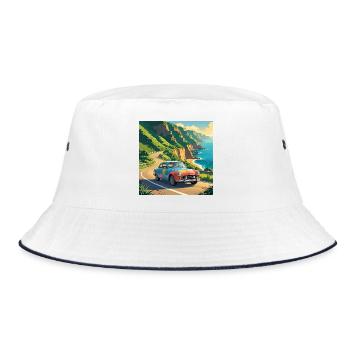 Vintage Coastal Travel - Bucket Hat - white/navy - Front