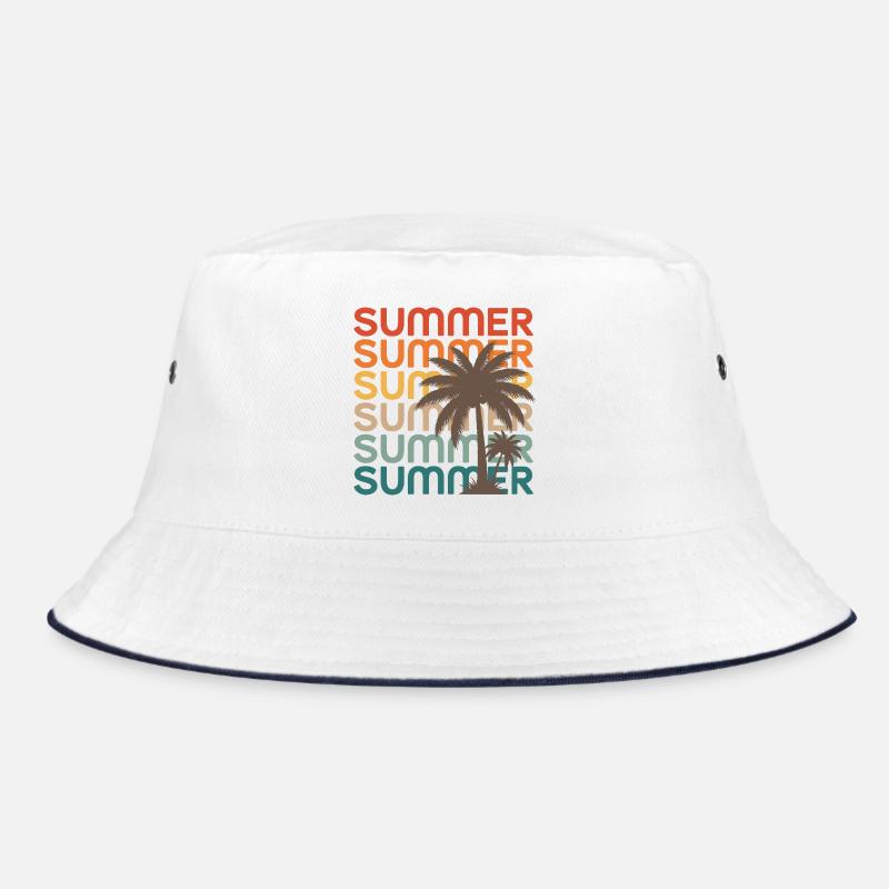 Retro Summer Palm Trees Sunset Vibes Bucket Hat