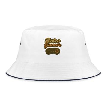 Retro-Gamer Controller-Design - Bucket Hat - Weiß/Navy - Vorne