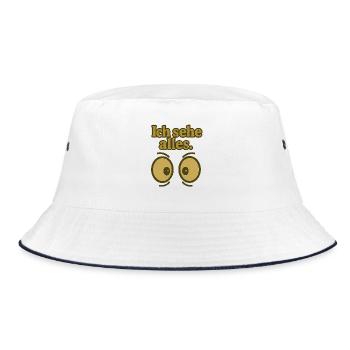 Ich sehe alles Augenprint - Bucket Hat - Weiß/Navy - Vorne