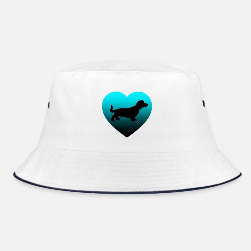 Dackel - Bucket Hat - Weiß/Navy