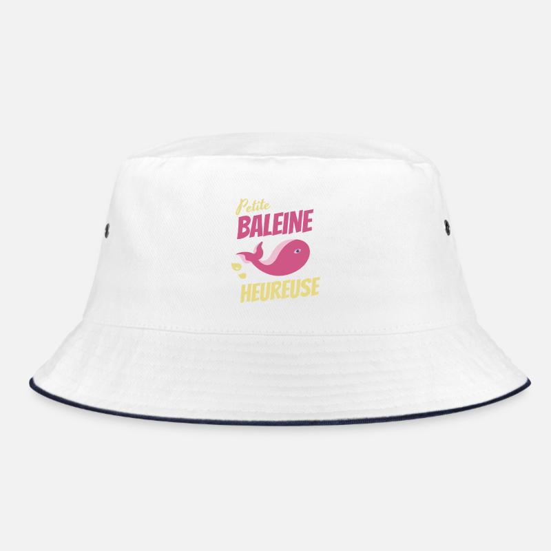 Glücklicher kleiner Wal - Bucket Hat - Weiß/Navy