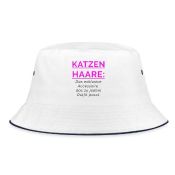 KATZENHAARE - Accessoire das zu jedem Outfit passt - Bucket Hat - Weiß/Navy - Vorne