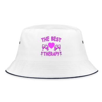 Wein - Bucket Hat - Weiß/Navy - Vorne