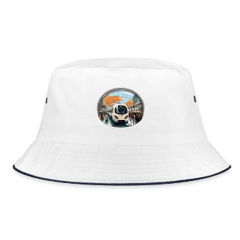 Train at the Orange Wire Station - Bucket Hat - white/navy - Front