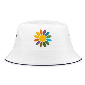 Colorful Flower Color Wheel Retro Flower Design - Bucket Hat - white/navy - Front