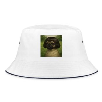 Dog with bobHairstyle in the countryside - Bucket Hat - white/navy - Front