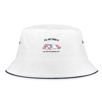 Schlafendes Einhorn Drama Spruch - Bucket Hat - Weiß/Navy - Vorne