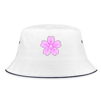 Fleur rose avec des rayons néon - Bob - blanc/marine - Devant