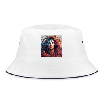 Third Eye magic. Fiery Mystic Portrait - Bucket Hat - white/navy - Front