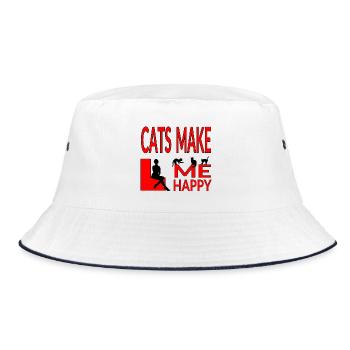 Katzen - Bucket Hat - Weiß/Navy - Vorne