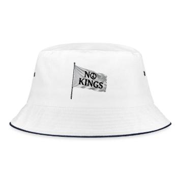 No Kings Flag Peace Symbol - Bucket Hat - white/navy - Front