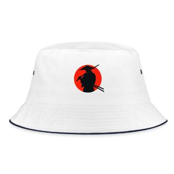 Graduated ninja on red sun background - Bucket Hat - white/navy - Front
